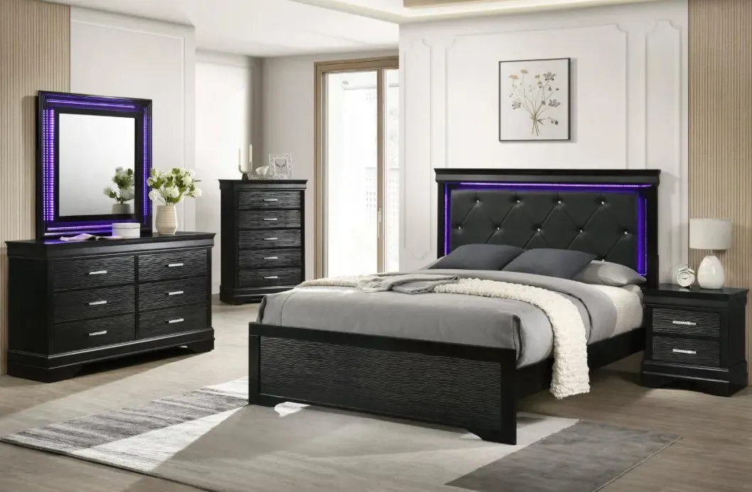 Nora black full-size 4-piece bedroom set