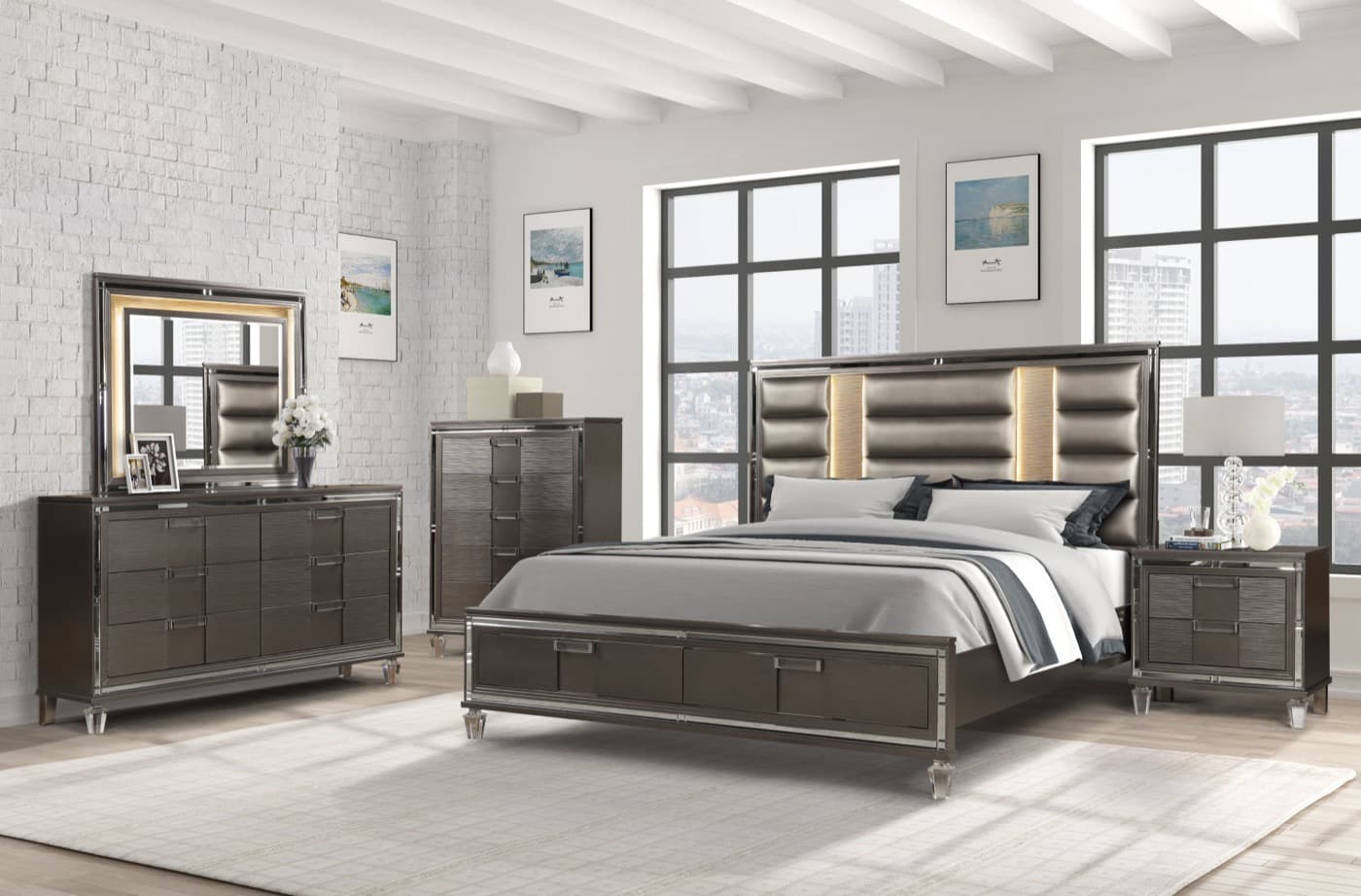 Zara charcoal 4-piece king bedroom set
